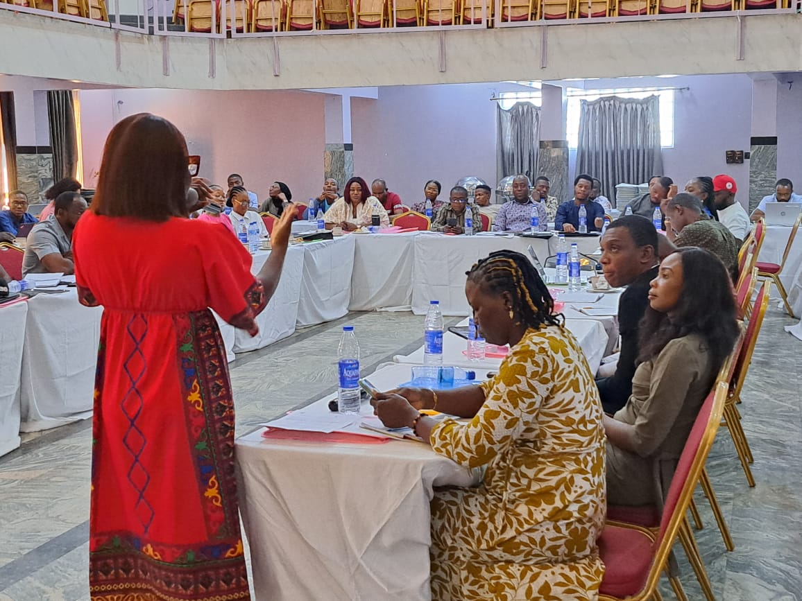 NRCS Comms And Advocacy Officer/CEA FP, Mofe Amoma facilitation a session